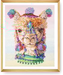 Kit de Point de Croix Imprimé Alpagas 40x48,5 cm – Trimits - Kit Broderie Extra-Large Idéal pour les Passionnés Alpaga