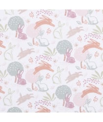 Tissu coton enfant lièvre et lapin de 150 cm de largeur Blanc vendu par 50 cm