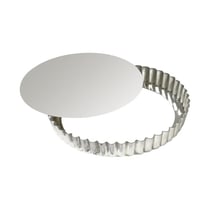 Moule à tarte rond en fer blanc avec fond amovible - Cannelé