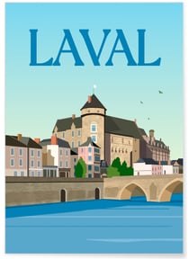 Affiche ville Laval | A3 : 29,7x42cm