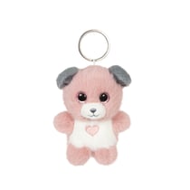 Peluche - Porte-clés en peluche Chien CANDY rose poudré et gris – Cutydoos Love – 8 cm