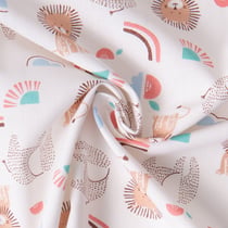 Tissu Coton imprimé Arty Lion et éléphants Murpha sur fond Ecru