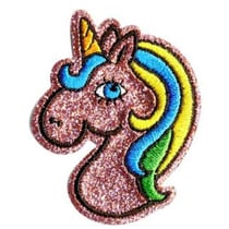 Ecusson thermocollant paillettes licorne 5x5cm
