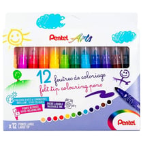 12 feutres de coloriage - Pour enfant - Pointe large - Lavable - Pentel Arts