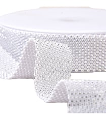 Bobine 8,8m galon pierres sur grille metal 38mm blanc