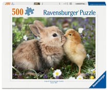 Puzzle 2D 500 pièces - Lapin et poussin - Collection bébés animaux - Ravensburger