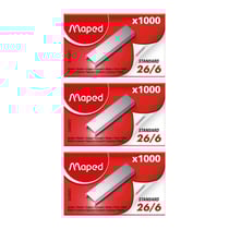 Agrafes - 26/6 - Standard - 1000 unités - Pour agrafeuse - Maped - 3 boîtes