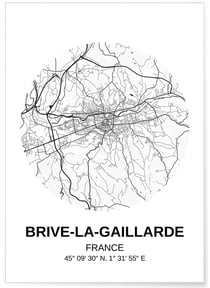 Affiche Carte Brive-la-Gaillarde | A3 : 29,7x42cm