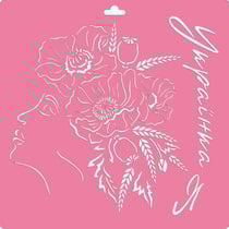 Pochoir plastique souple réutilisable 30 x 30 cm Fabrika Decoru PORTRAIT FEMME FLEUR 202