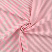 Tissu Popeline de Coton Seersucker Rayé Rose bébé