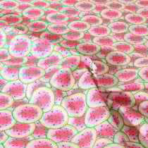 Tissu Coton imprimé Sandy fruits sur fond Rose