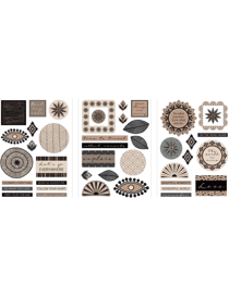 3 Feuilles de chipboards autocollants Boho ARTEMIO