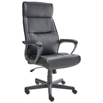Fauteuil de Bureau Noir en Cuir PU avec Dossier Réglable et Pivotant Accoudoirs Style Traditionnel