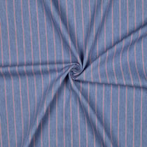 Tissu Jeans Denim Alix Rayures fines bordeaux sur fond Bleu