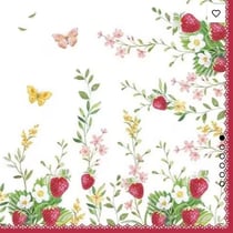 4 serviettes en papier découpage collage 33 cm Easy Life JARDIN DE FRAISES