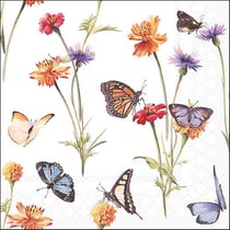 Lot de 4 serviettes en papier découpage collage 33 cm PAPILLON FLEUR