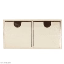 Meuble casier à tiroirs en bois brut - 2 tiroirs - 18 x 9,5 x 10 cm