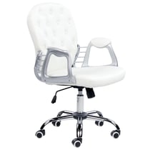 Chaise de Bureau à Roulettes en Cuir PU Blanc avec Dossier Capitonné et Aspect Luxueux et Confort pour Intérieurs Glamour Tendance Beliani