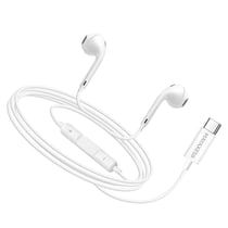 Mayaxess Écouteurs Filaires USB-C pour Galaxy A57 avec Microphone intégré Blanc