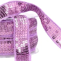 Galon paillettes violet parme au mètre