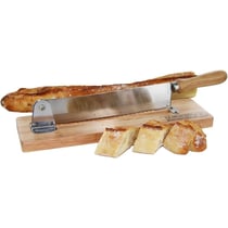 Trancheuse à pain - Couteau + support - Bois et acier - 25x5cm - Cuisine