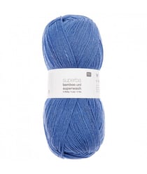 Pelote de laine à chaussettes à tricoter Superba bamboo UNI superwash - Rico Design Bleu (002 - BLEU CLAIR)