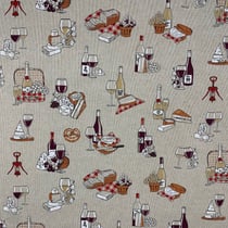 Tissu Toile de Coton Apéro sur fond Naturel