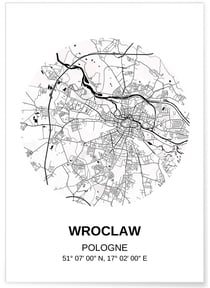 Affiche Carte Wroclaw | A3 : 29,7x42cm