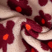 Tissu Sherpa Elya Fleurs Bordeaux sur fond Ecru