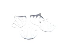 4 Breloques Estampes filigranées 19*16mm forme éventail argenté