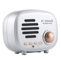 Mini Enceinte Bluetooth Sans Fil Retro Support Mains-Libres Carte TF U Disk FM Argent YONIS