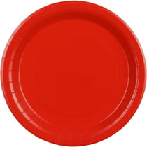 6 Assiettes Rouge Ø23 cm - En carton