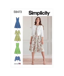 Patron Simplicity 9473 - Robes et veste pour jeunes filles taille n°FR 44-52