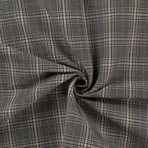 Tissu Bengaline Carreaux Fina ocre sur fond Gris