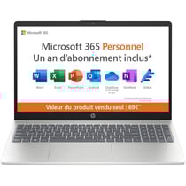 PC Portable 15-fc0020nf - Windows 11 + Microsoft 365 inclus 1 an - 15,6 FHD - Athlon Silver 7120U - RAM 4Go - 128Go SSD - AZERTY