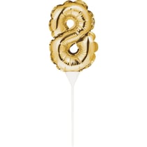 Pic à Gâteau Ballon Or chiffre 8
