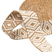 Sangle ethnique 38mm beige/blanc au mètre