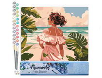 Peinture par Numéro Figured'Art - Jolie fille au bord de la mer - Kit de Loisir Créatif DIY Numéro d'Art Complet - 40x50cm sans châssis en bois