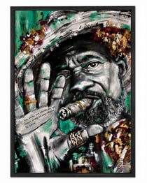 Poster encadré portrait cubain — Havana Verde — Tableau décoratif mural — Calbarracin — cadre bois — 70 x 50 cm