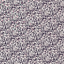 Tissu Popeline de Viscose Fleuris blanc sur fond Bleu marine