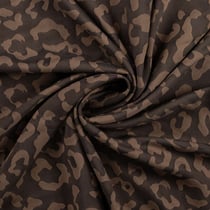 Tissu Polyviscose Ayana léopard Camel sur fond Marron chocolat
