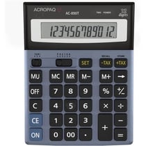 Calculatrice de bureau- ACROPAQ- Écran 12 chiffres- Dual Power- 350g- Ecran incliné avec pied arrière- Finition Alu
