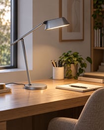 Lampe de Bureau LED Grise avec Bras Réglable et Rotatif Variateur Minuterie