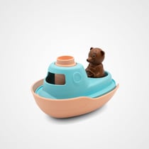 Jouet de bain made in France en matière recyclée Bateau de Petit Ours Brun