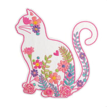 MégaCréa DIY - Maxi patch brodé Chat fleuri 18 x 16,5 cm