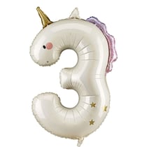 Ballon Aluminium Géant Licorne Chiffre 3 - 93 cm