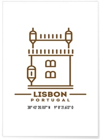 Poster Coordonnées Lisbonne | A3 : 29,7x42cm
