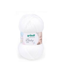 Fil layette à tricoter BABY UNI - Grundl - certifiée Oeko-Tex 01 Blanc