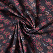 Tissu Viscose twill Ava fleurs nocturne sur fond Bleu nuit