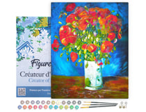 Peinture par Numéro Figured'Art avec Cadre - Vase avec Coquelicots - Van Gogh - Kit de Loisir Créatif Numéro d'Art - 40x50cm toile tendue sur châssis